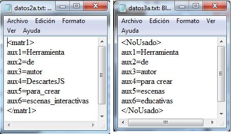 ficheros datos2a.txt y datos3a.txt